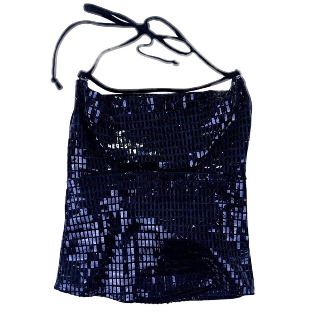 Lip Service Rare Vintage 90s/00's Cyber Goth Mirror Halter Top Petite Clubwear